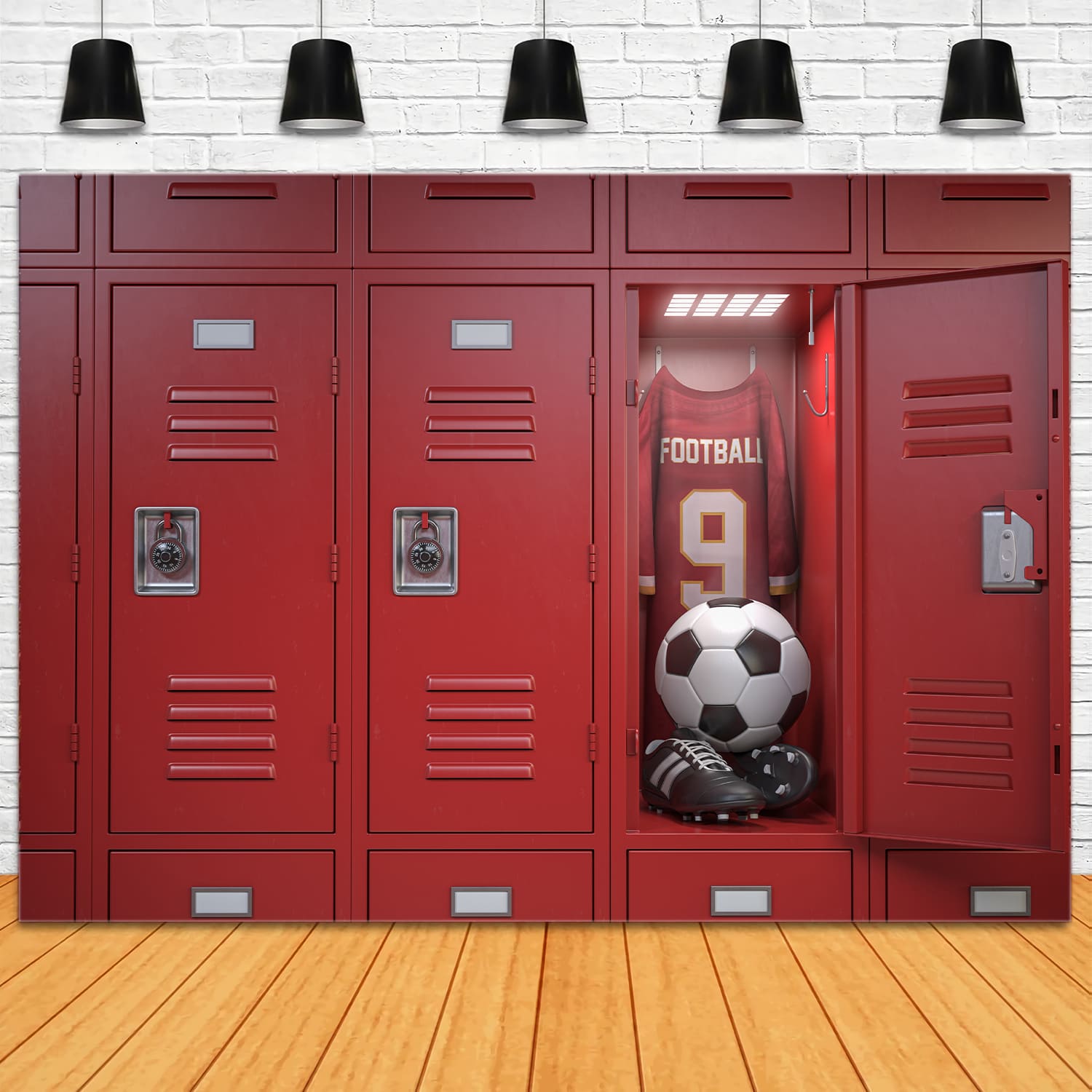 School Wardrobe Locker Football Backdrop UK DBD7-26