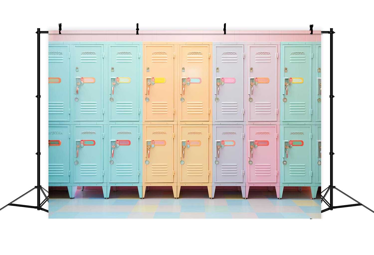 Colorful Lockers Back to School Backdrop UK DBD7-27