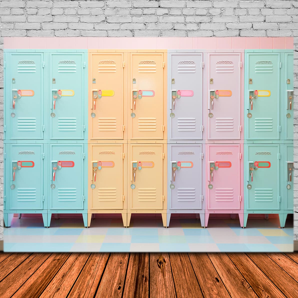 Colorful Lockers Back to School Backdrop UK DBD7-27