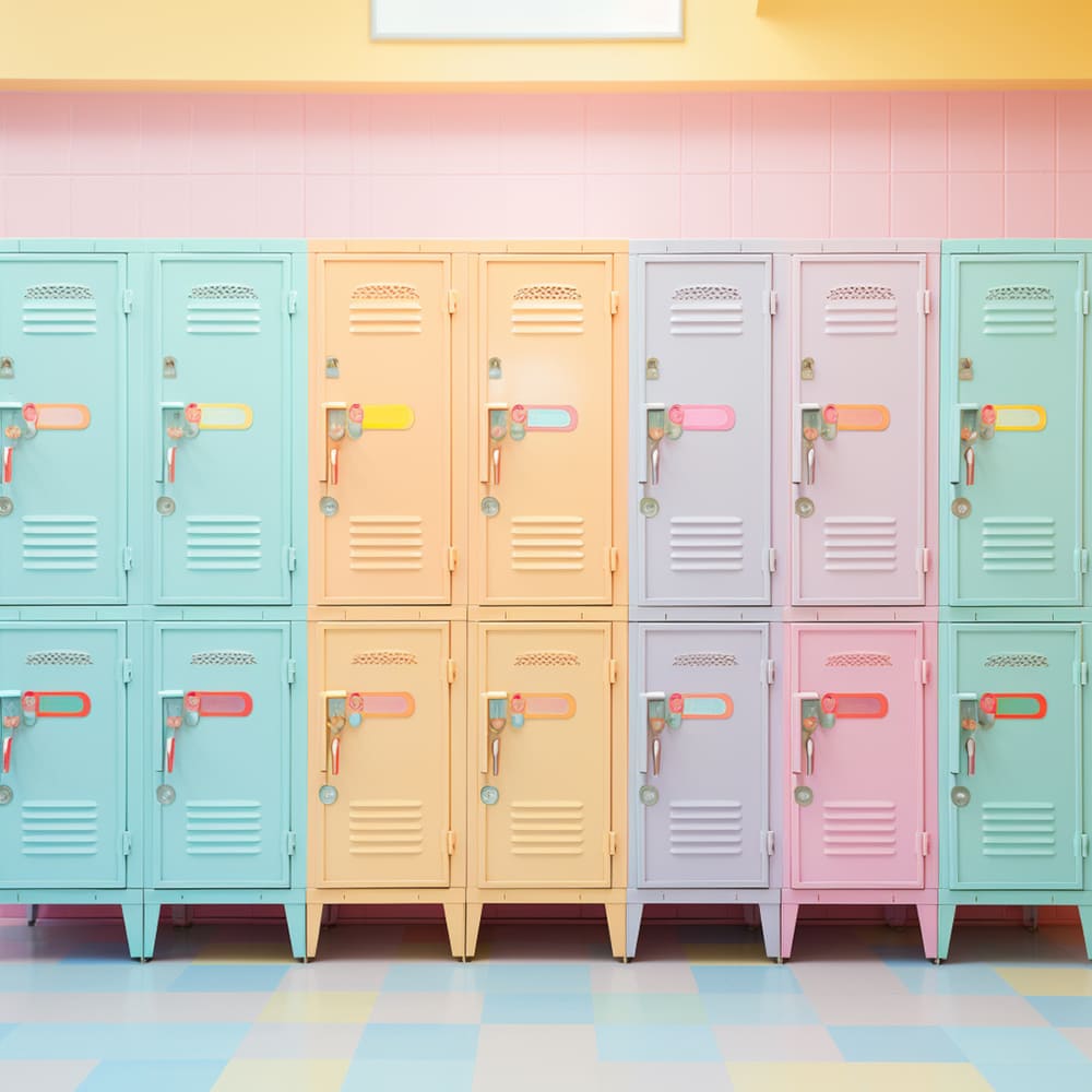 Colorful Lockers Back to School Backdrop UK DBD7-27