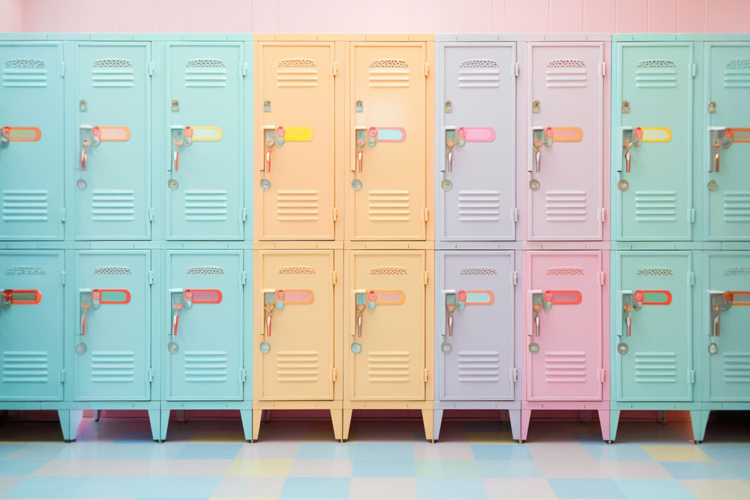 Colorful Lockers Back to School Backdrop UK DBD7-27