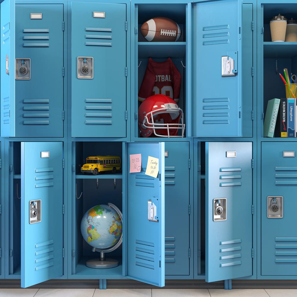 Blue Student Lockers Back to School Backdrop UK DBD7-29