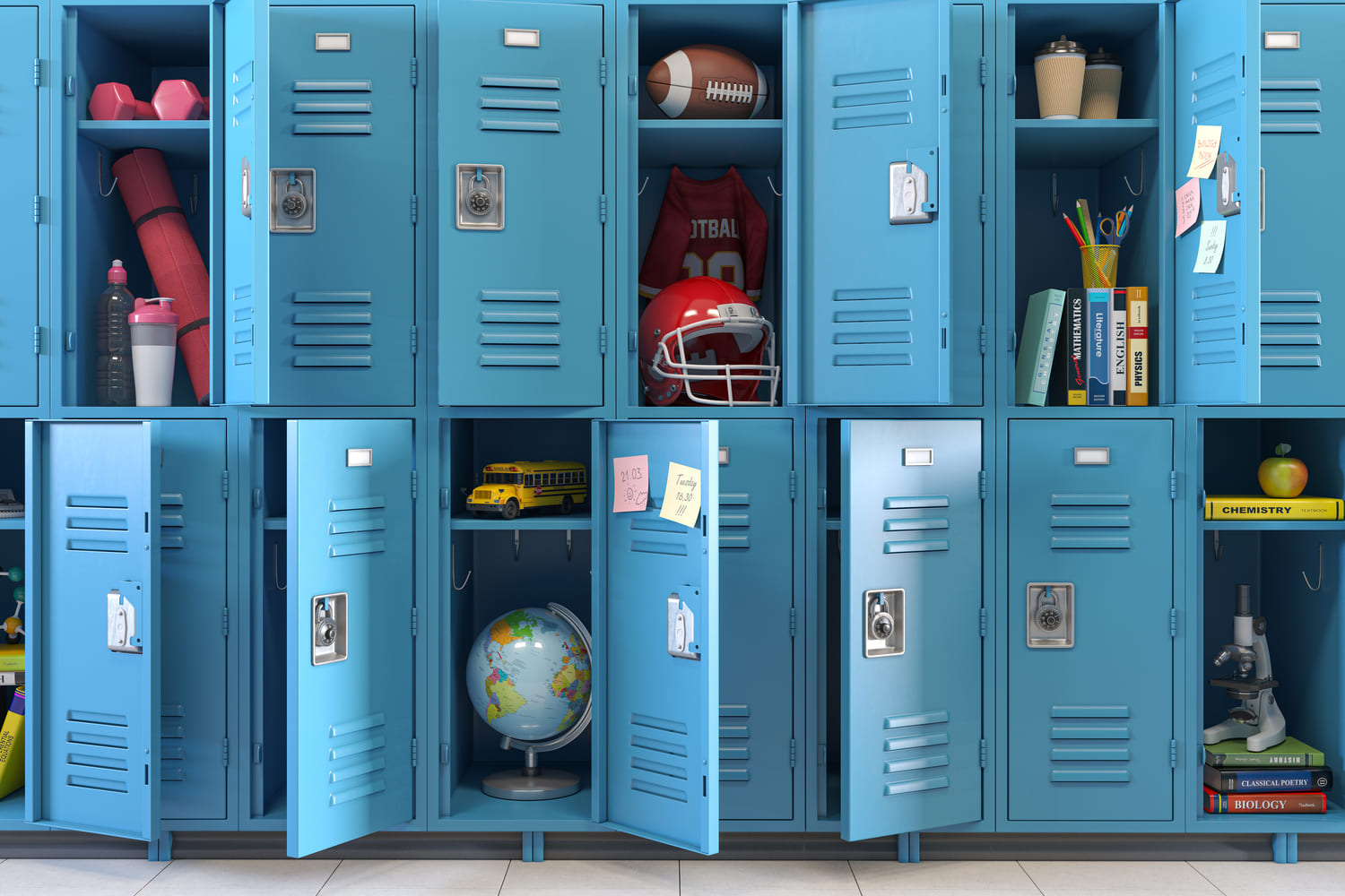 Blue Student Lockers Back to School Backdrop UK DBD7-29