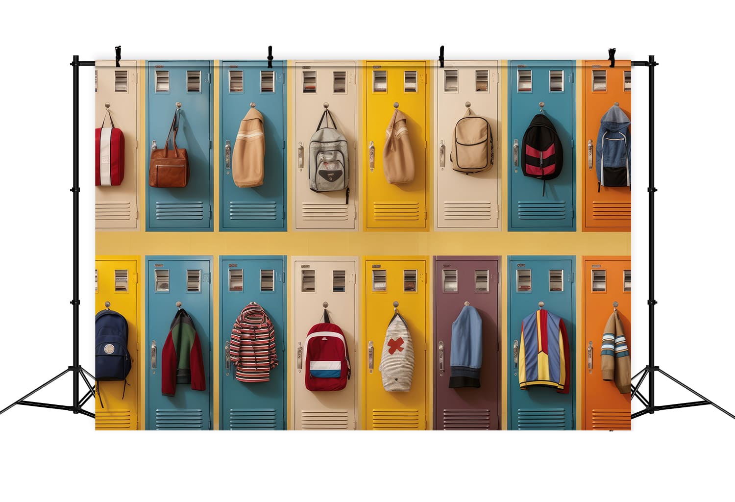 School Corridor Lockers Schoolbags Backdrop UK DBD7-30