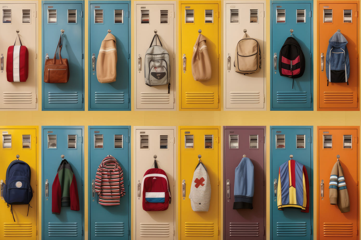 School Corridor Lockers Schoolbags Backdrop UK DBD7-30