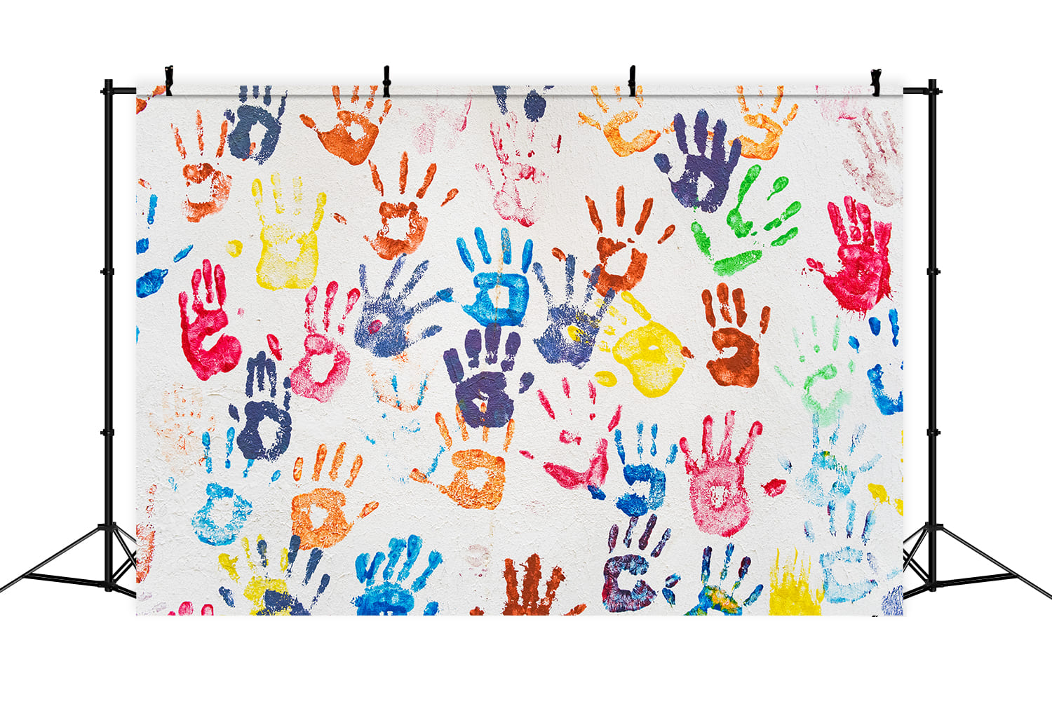 Colorful Hand Prints Back to School Backdrop UK DBD7-43