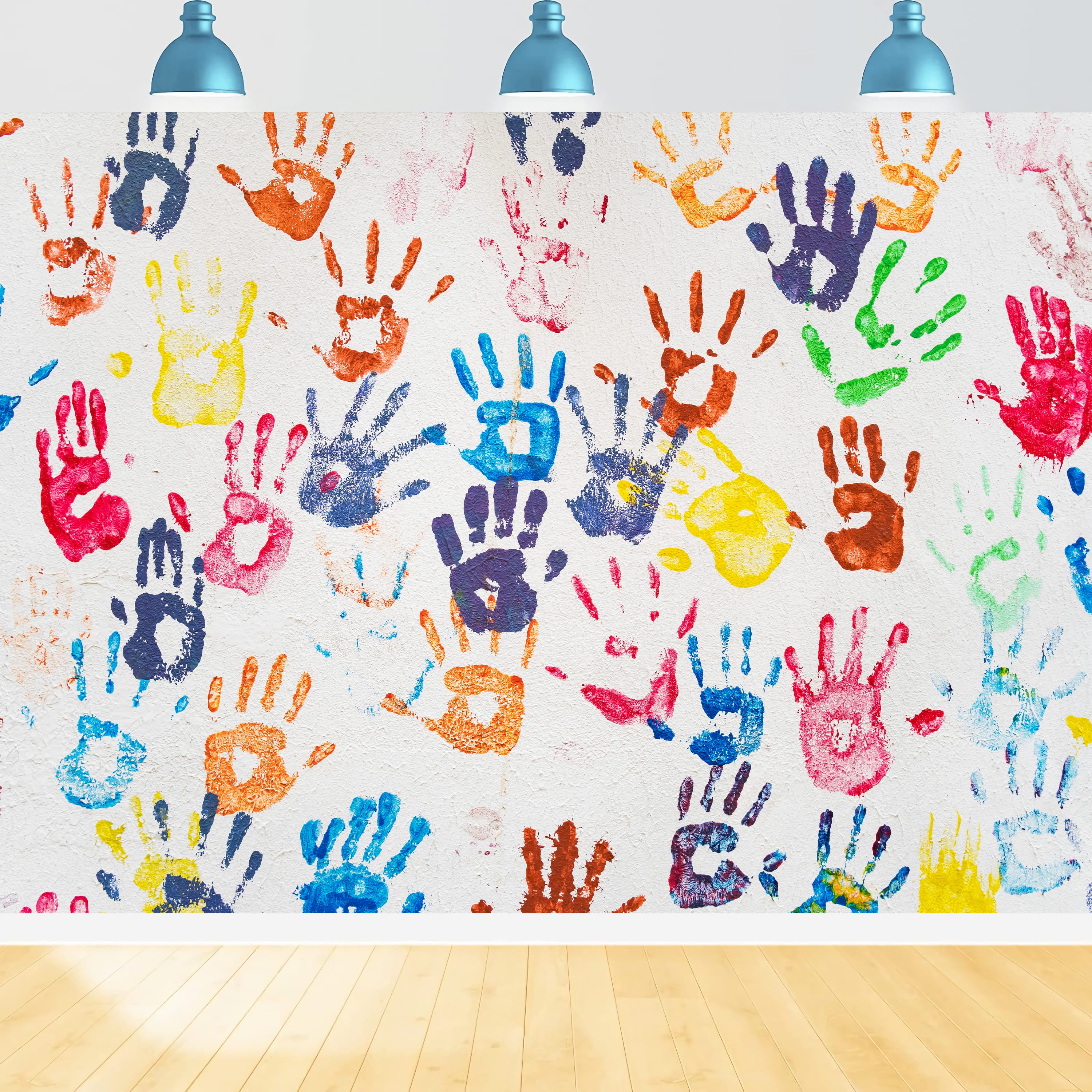 Colorful Hand Prints Back to School Backdrop UK DBD7-43