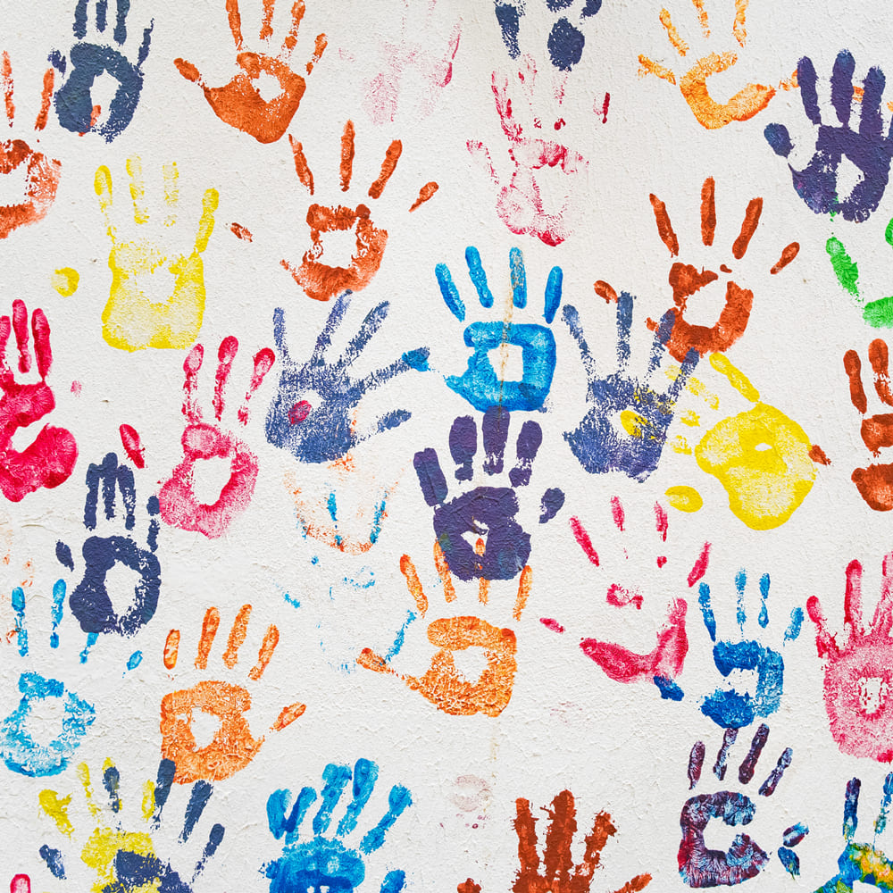 Colorful Hand Prints Back to School Backdrop UK DBD7-43