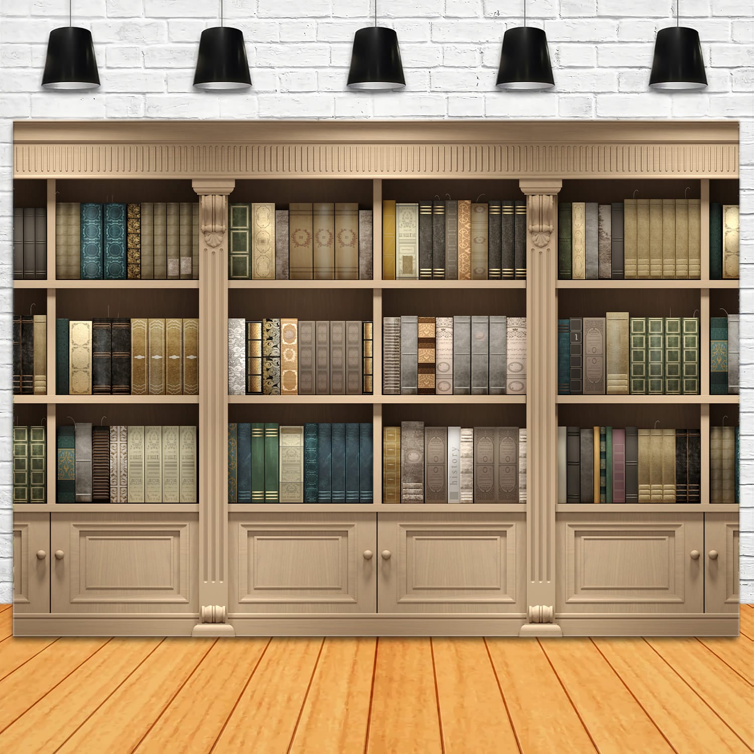 Wall Wooden Bookshelf Back to School Backdrop UK DBD7-44