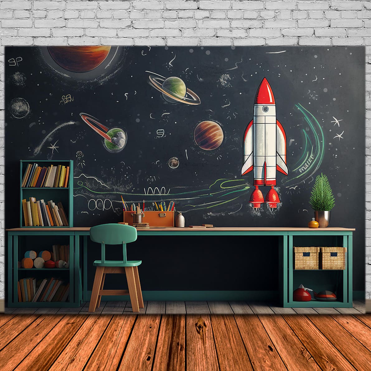 Back to School Blackboard Space Ship Backdrop UK DBD7-47