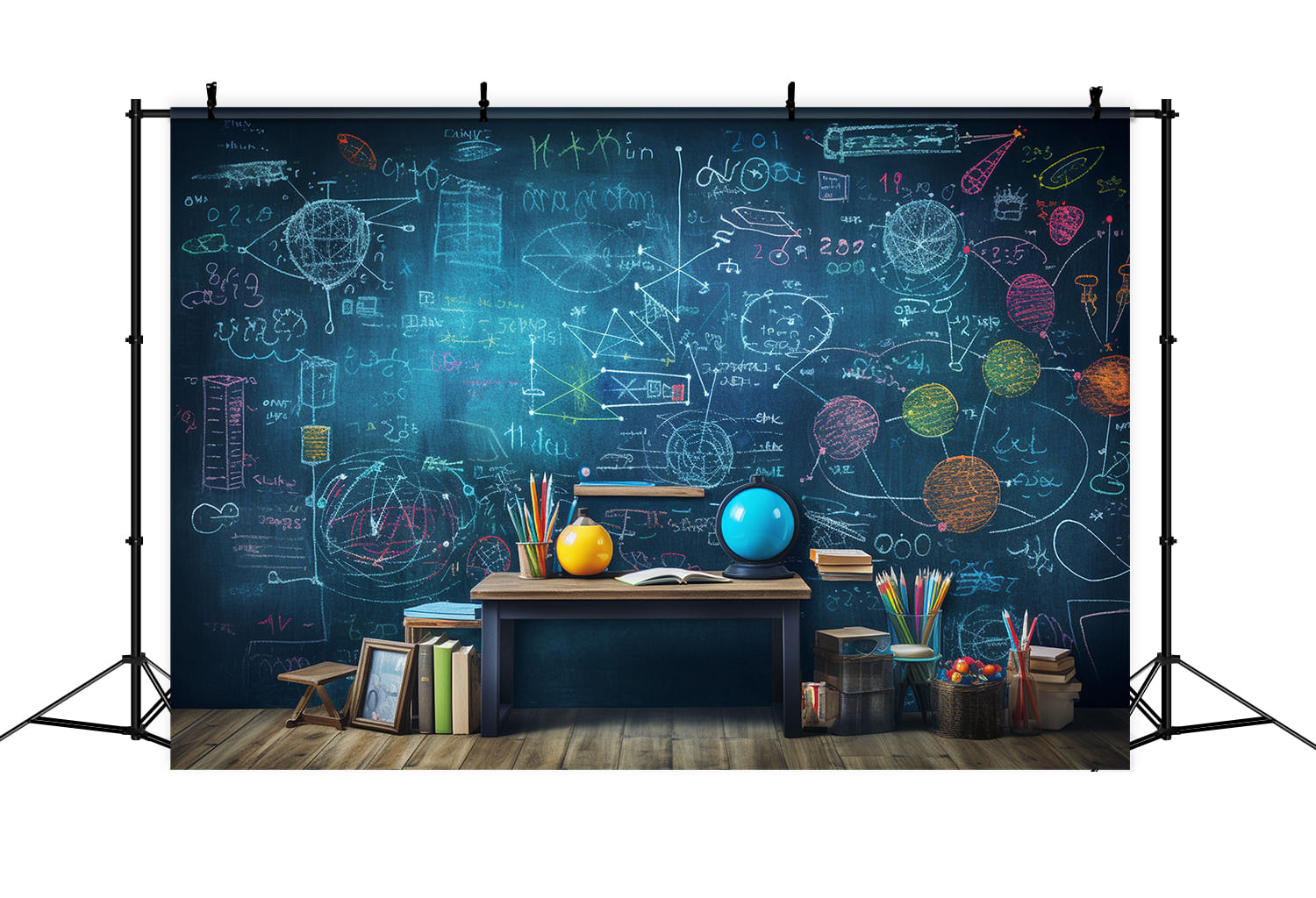 School Supplies Chalkboard Photography Backdrop UK DBD7-48