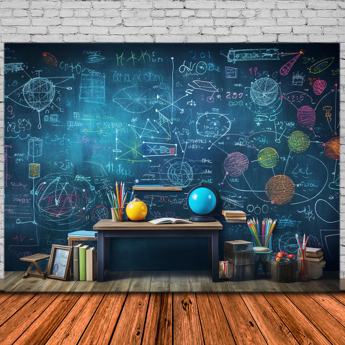 School Supplies Chalkboard Photography Backdrop UK DBD7-48