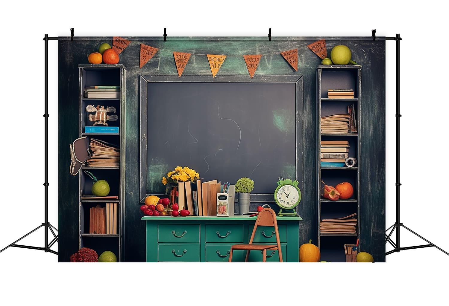 Clock Fruits On Desk Back to School Backdrop UK DBD7-50