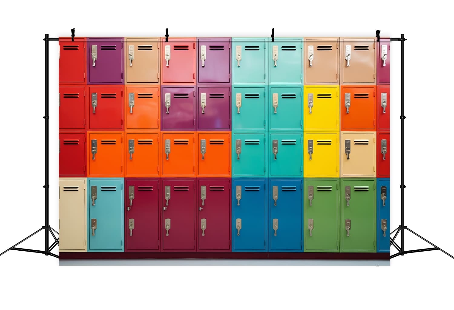 Multicolored Lockers Back to School Backdrop UK DBD7-55