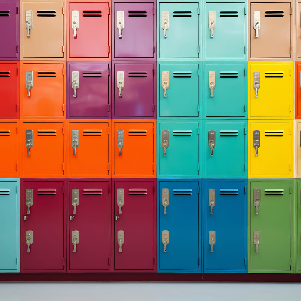 Multicolored Lockers Back to School Backdrop UK DBD7-55