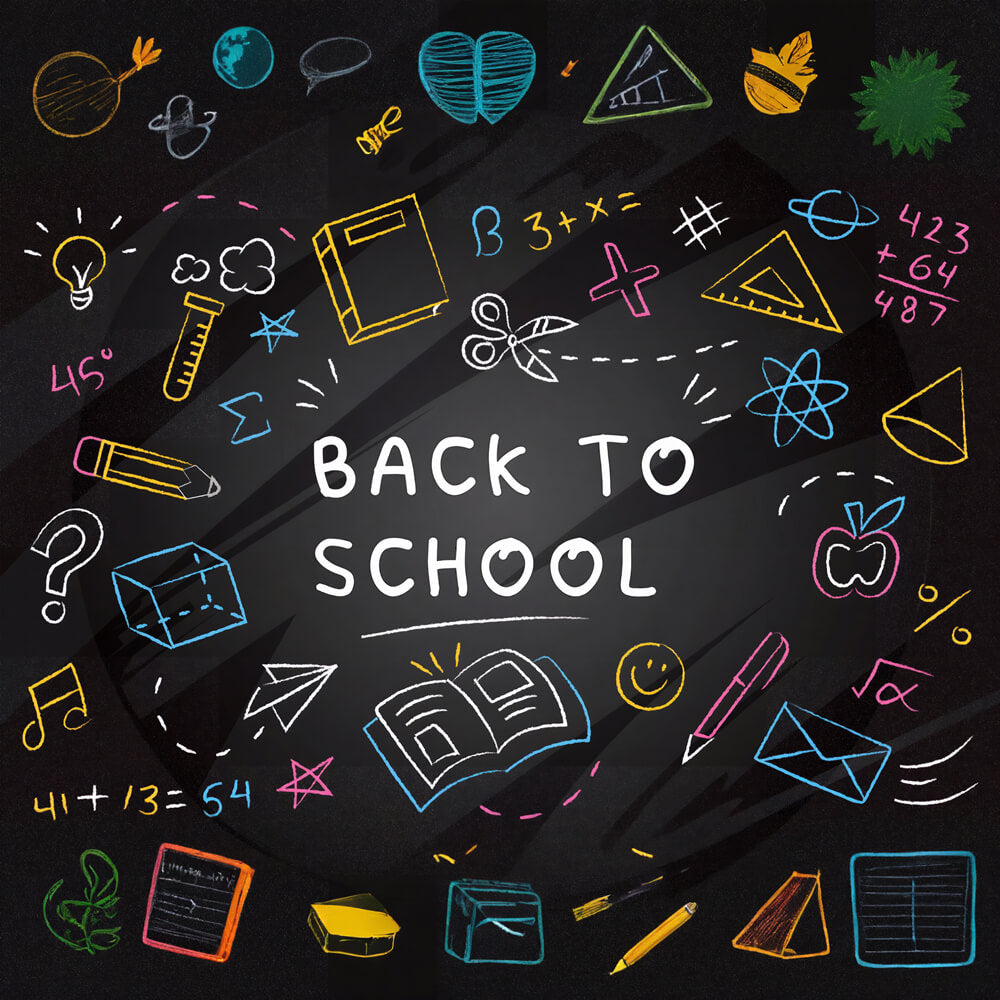 Hand Chalk Drawings Back to School Backdrop UK DBD7-61