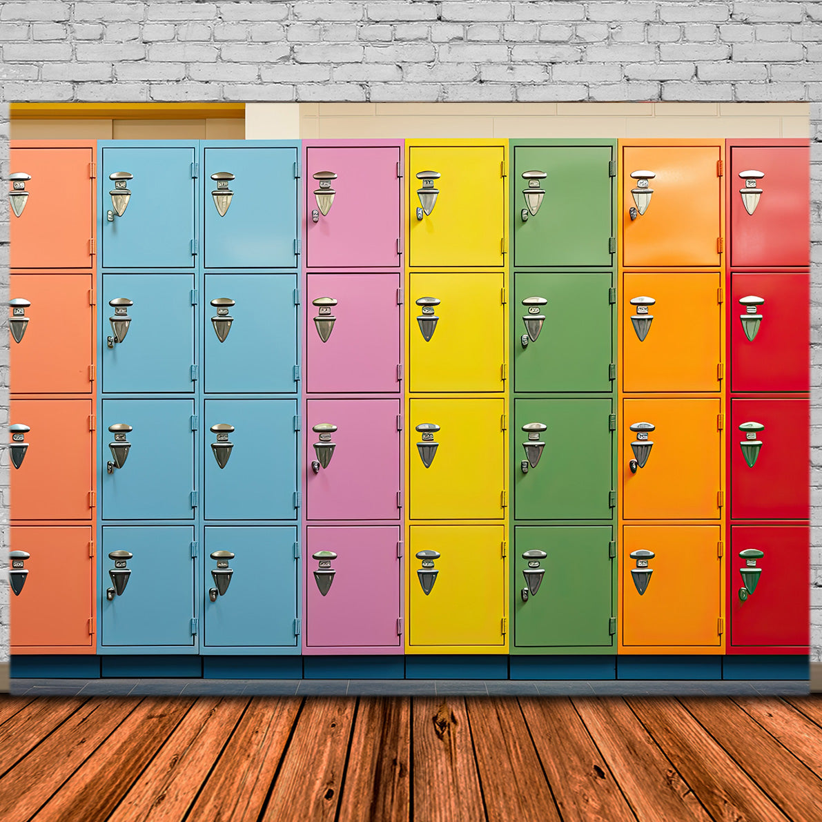 Back to School Colorful Lockers Backdrop UK DBD7-65