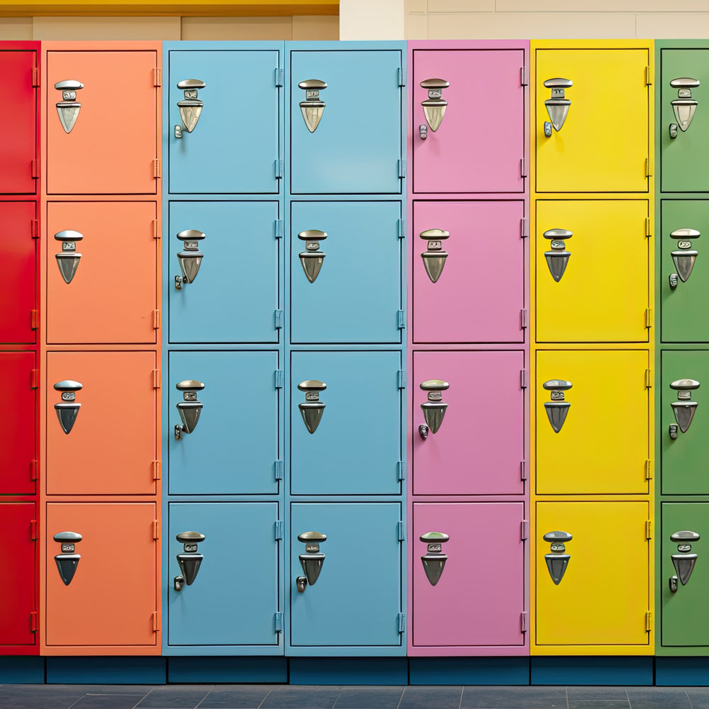 Back to School Colorful Lockers Backdrop UK DBD7-65