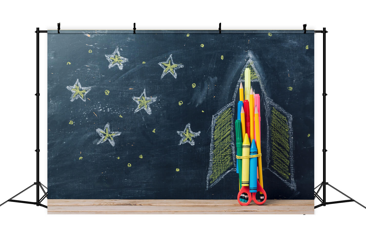 Space Ship Stars Drawings Back to School Backdrop UK DBD7-69