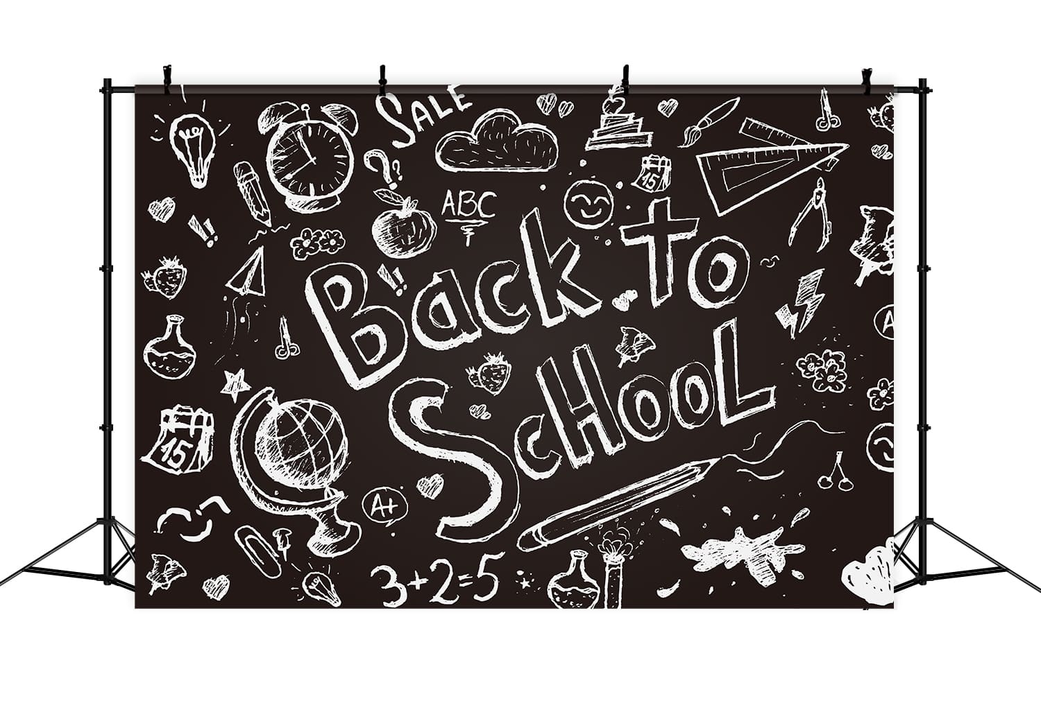 Back to School Chalkboard Drawn Sketch Backdrop UK DBD7-77