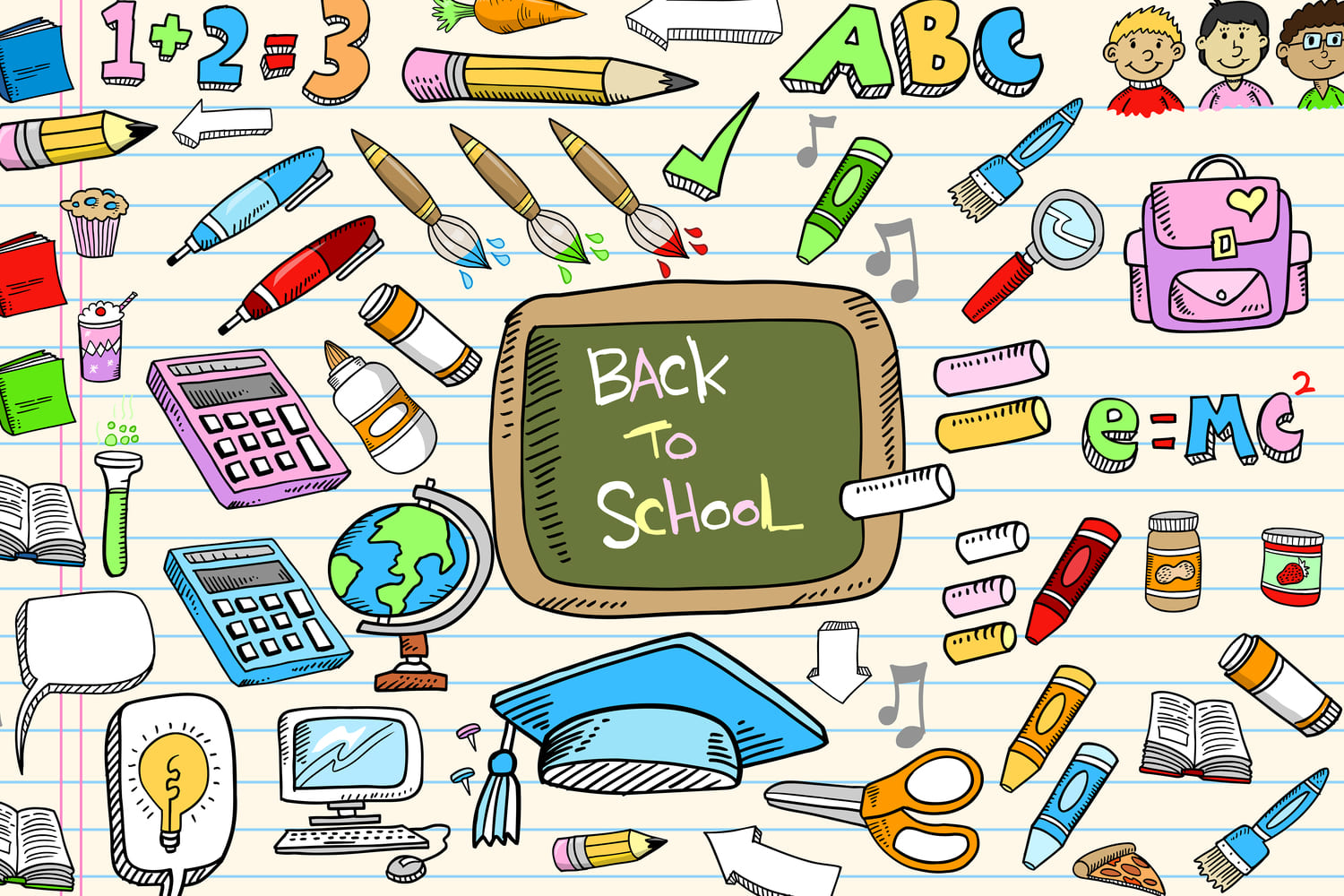 Back to School Doodles Photography Backdrop UK DBD7-78