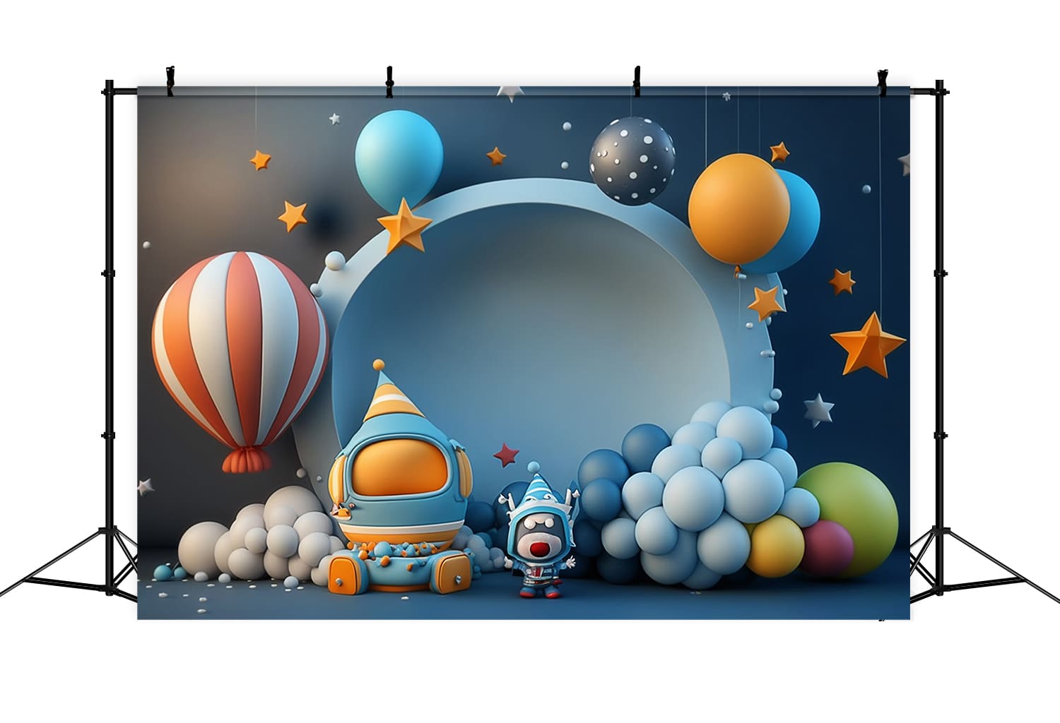 Space Ship Balloons Back to School Backdrop UK DBD7-79