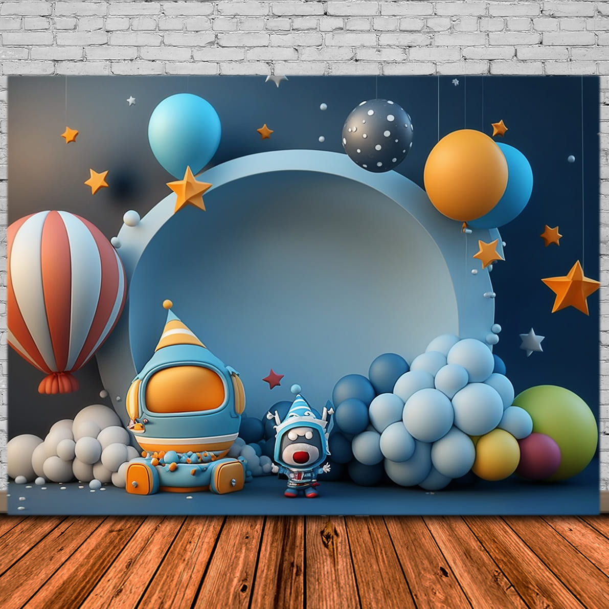 Space Ship Balloons Back to School Backdrop UK DBD7-79