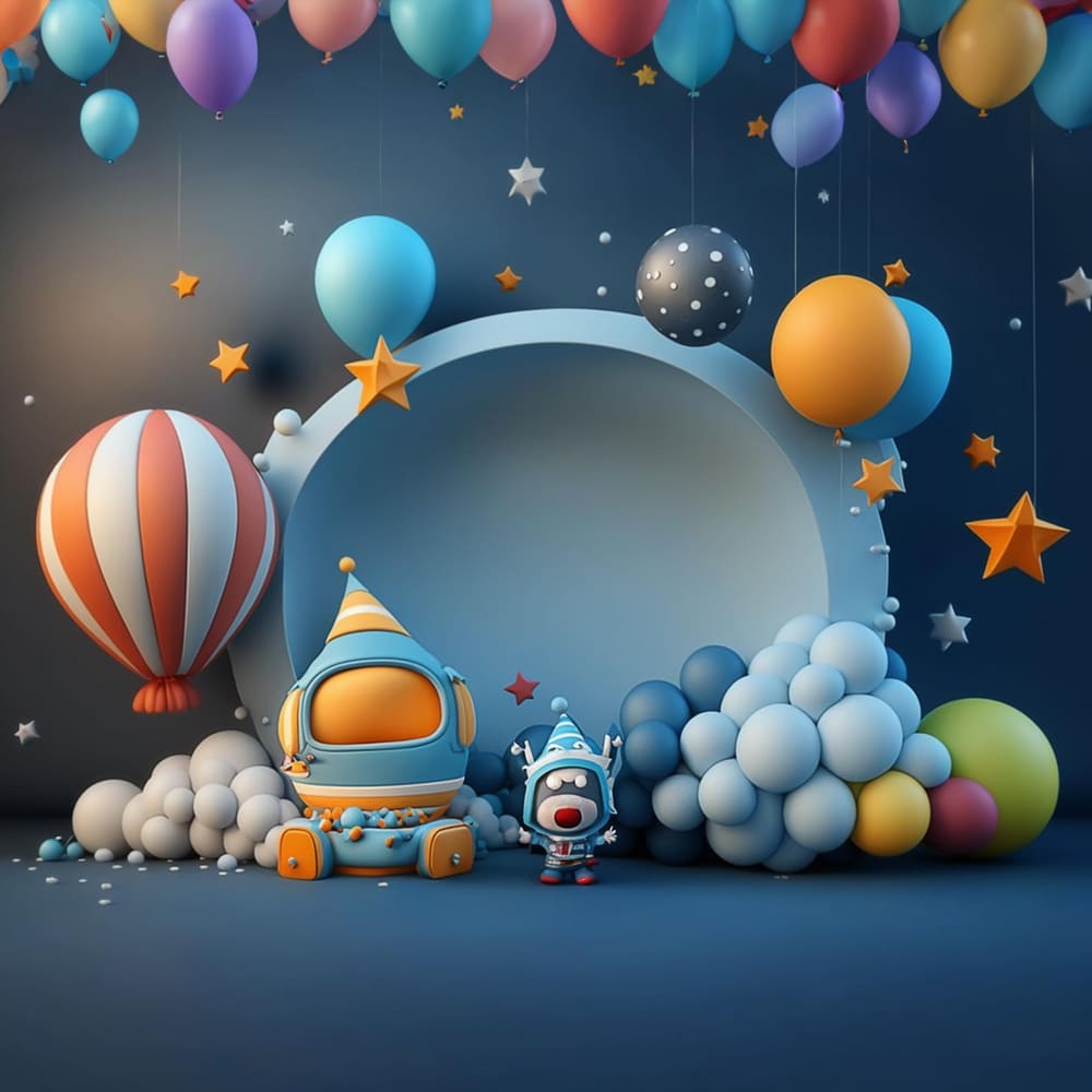 Space Ship Balloons Back to School Backdrop UK DBD7-79