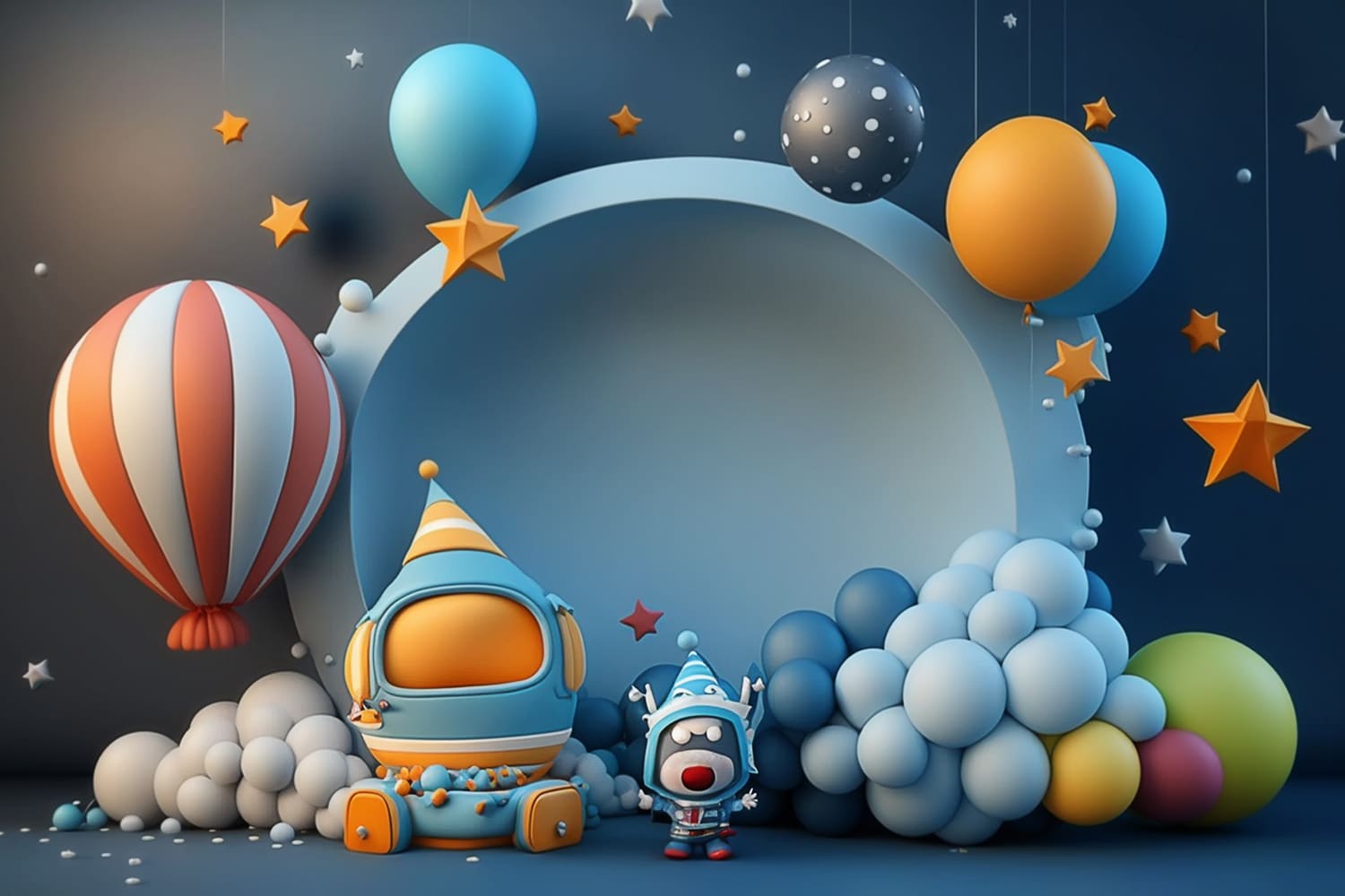 Space Ship Balloons Back to School Backdrop UK DBD7-79