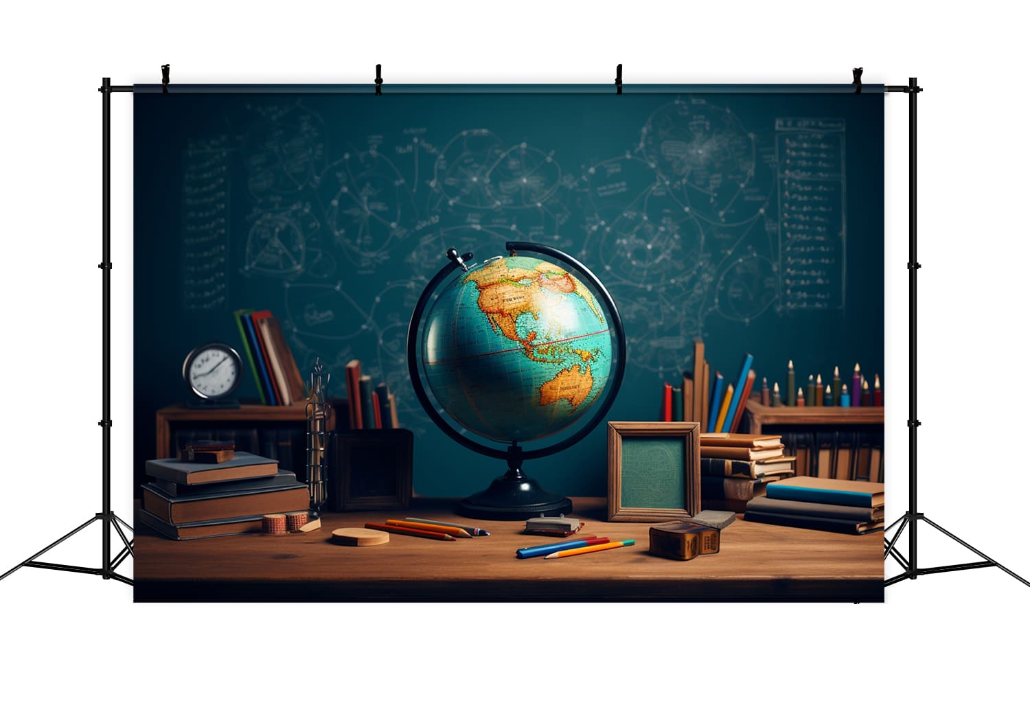 Blackboard Globe Pencils Back to School Backdrop UK DBD7-82