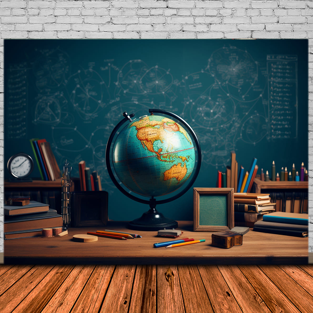 Blackboard Globe Pencils Back to School Backdrop UK DBD7-82