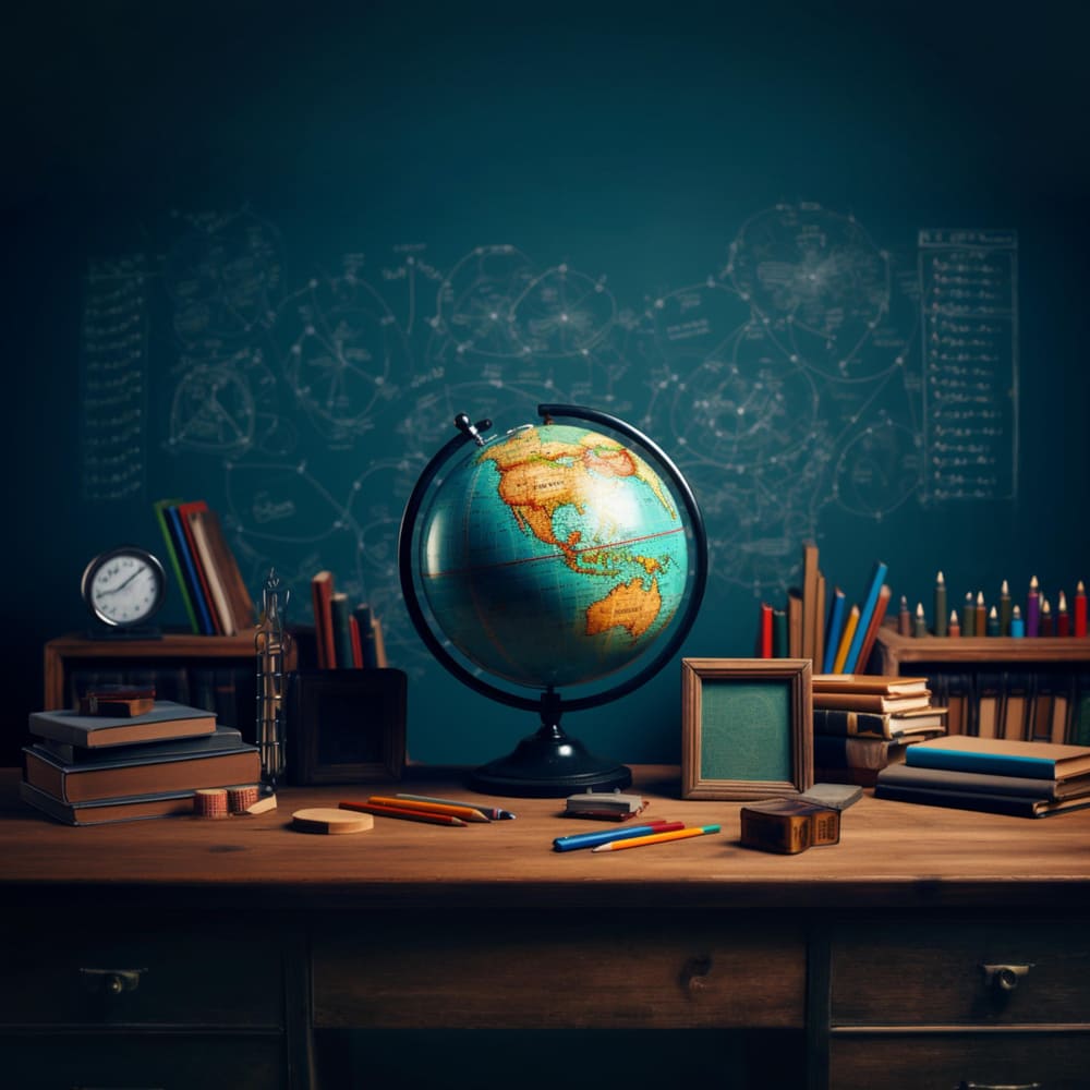 Blackboard Globe Pencils Back to School Backdrop UK DBD7-82