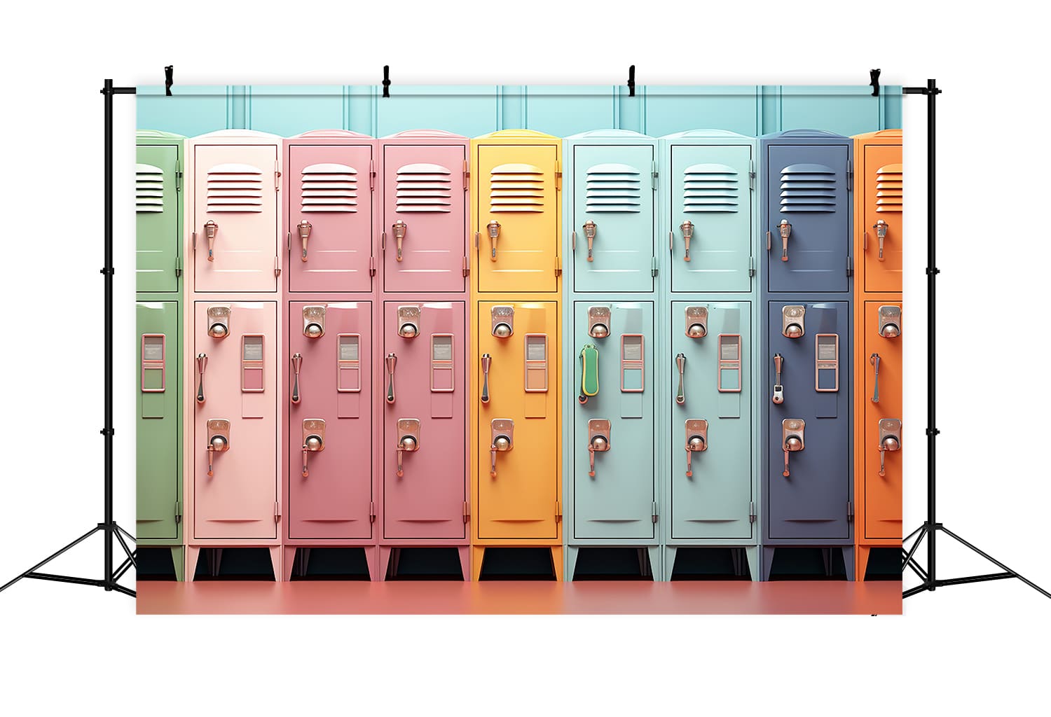 School Colorful Lockers Photography Backdrop UK DBD7-85