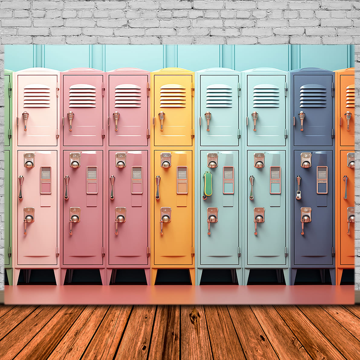 School Colorful Lockers Photography Backdrop UK DBD7-85