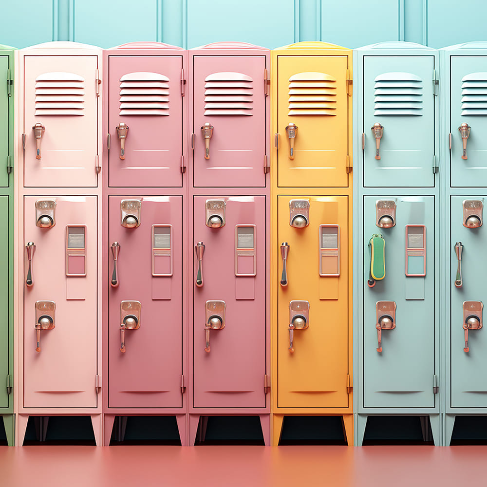 School Colorful Lockers Photography Backdrop UK DBD7-85