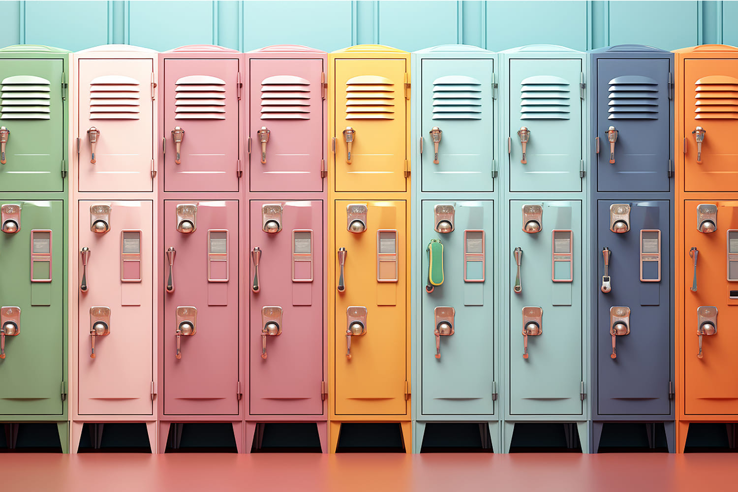 School Colorful Lockers Photography Backdrop UK DBD7-85