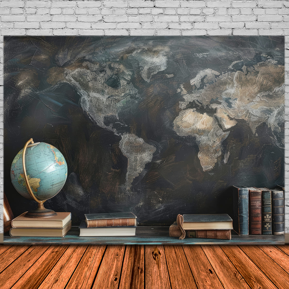 Blackboard Map Globe Back to School Backdrop UK DBD7-88