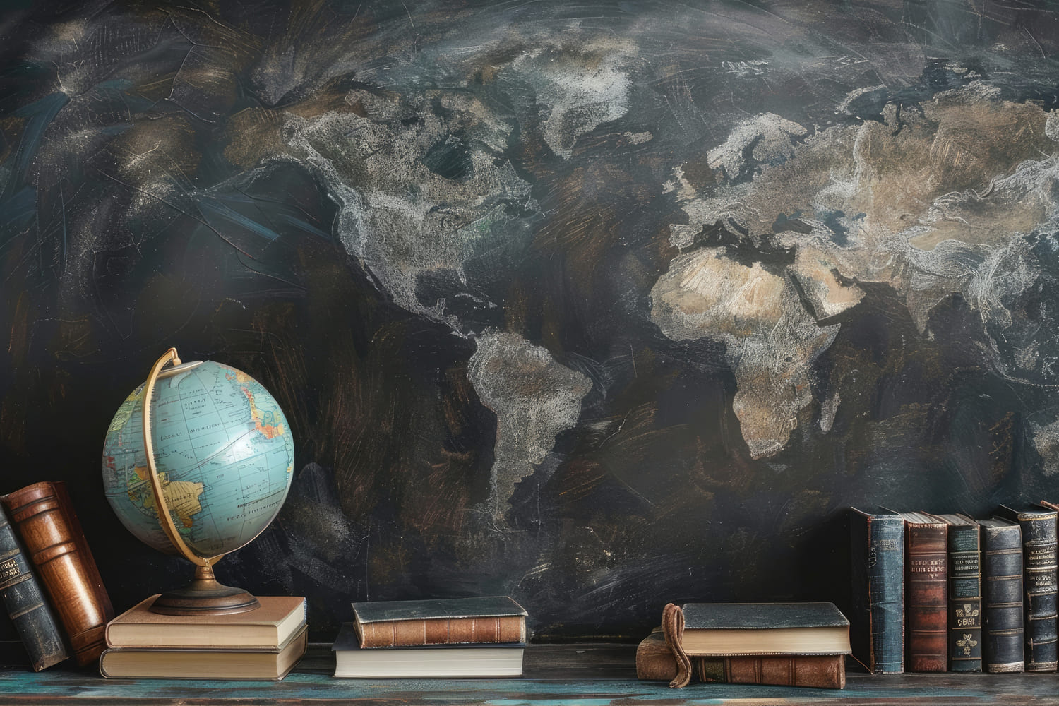 Blackboard Map Globe Back to School Backdrop UK DBD7-88