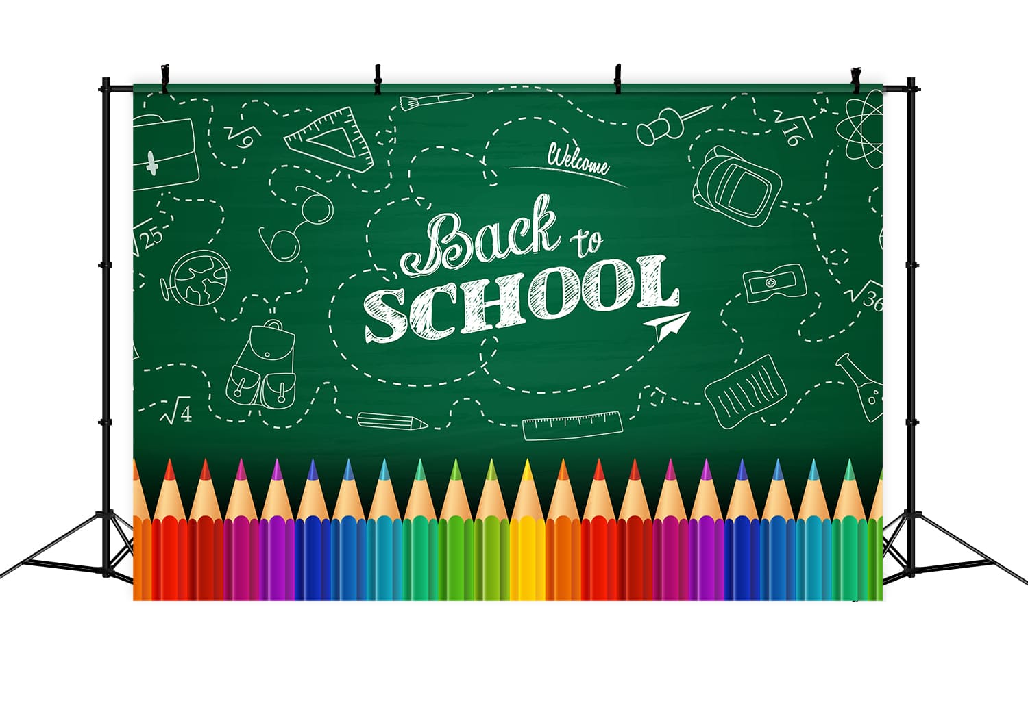 Back to School Chalkboard Crayons Backdrop UK DBD7-89