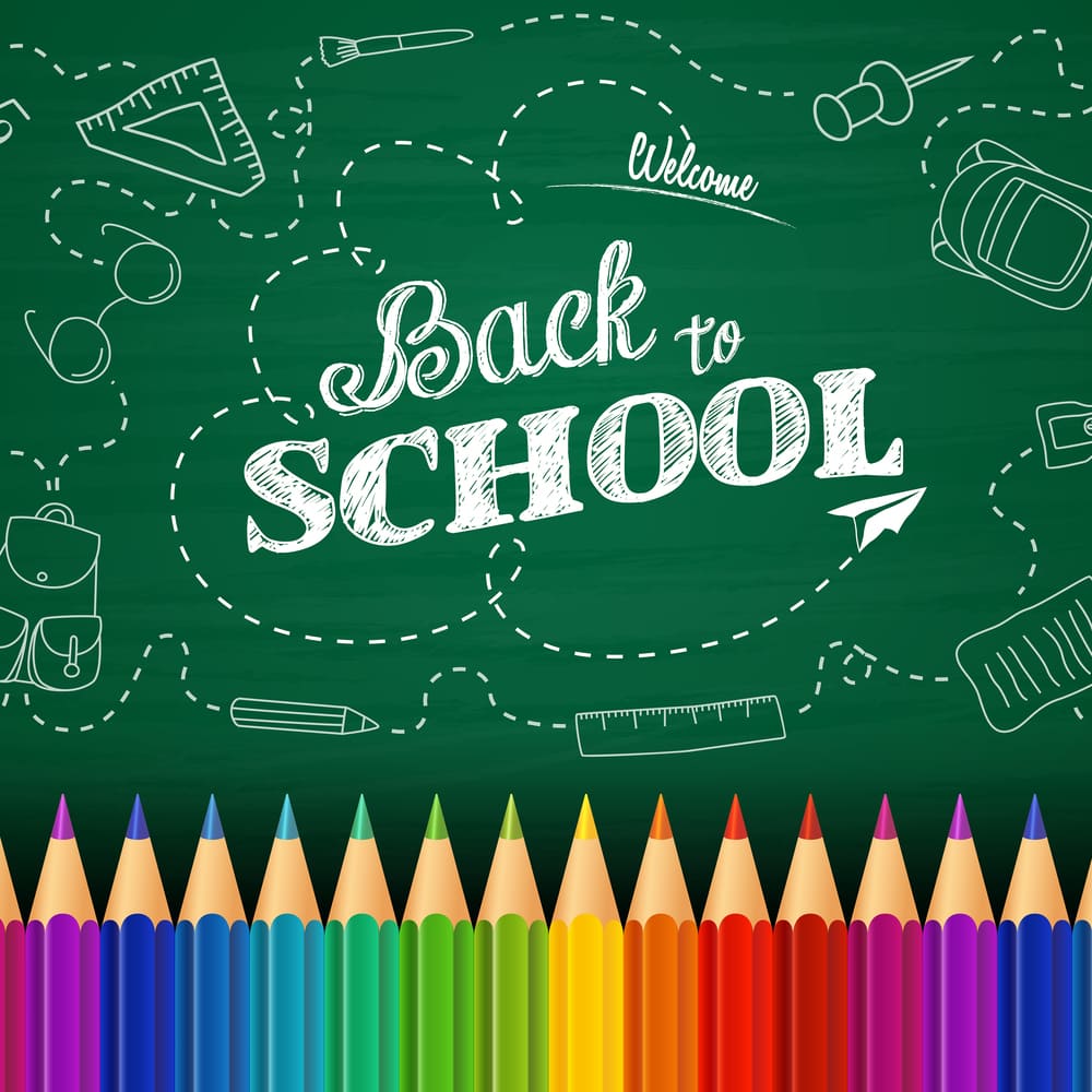 Back to School Chalkboard Crayons Backdrop UK DBD7-89