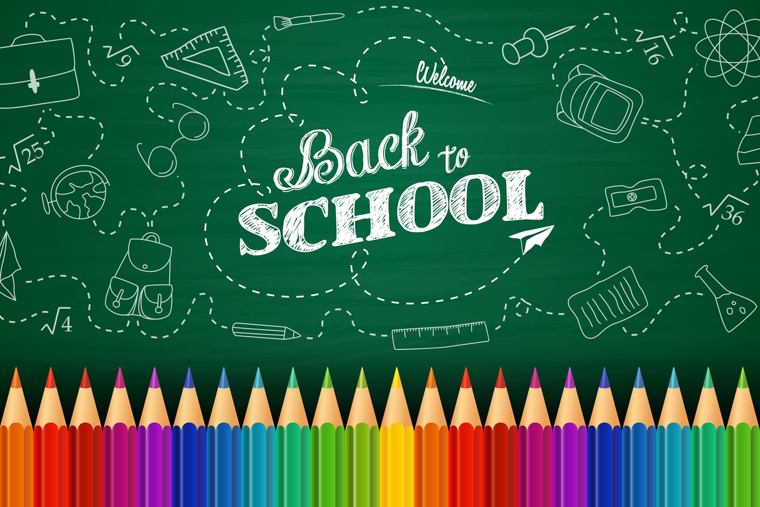 Back to School Chalkboard Crayons Backdrop UK DBD7-89