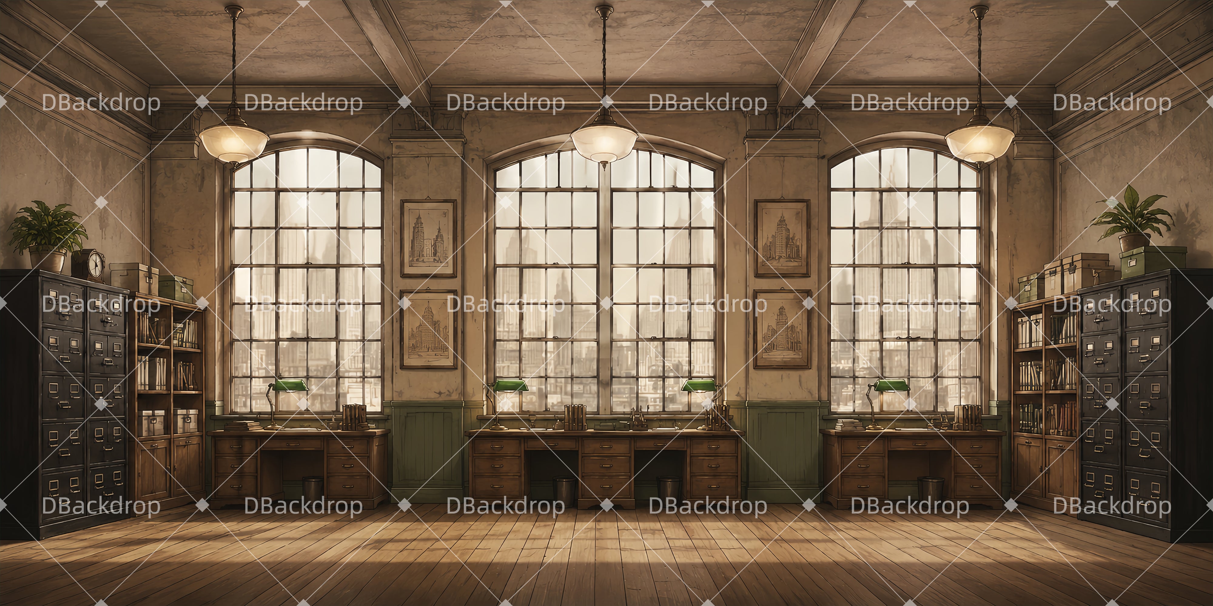 Theater Stage Backdrops 1920s Typing Office Performance Backdrop UK DLS65-T14