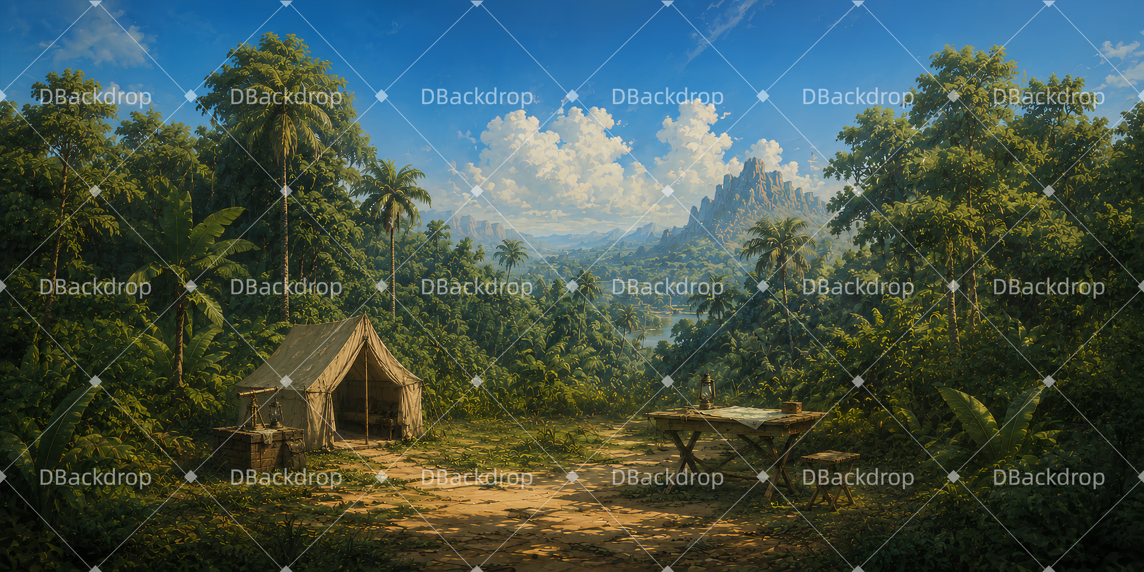 Forest Stage Backdrop Jungle Expedition Camp Theater Backdrops UK DLS65-T7
