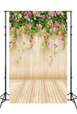 Beautiful  Floral Wood Backdrop UK for Photo Booth  F-1489