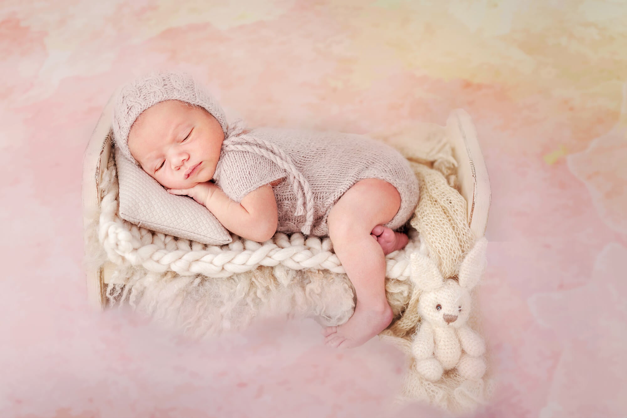 Soft Yellow and Pink Watercolor Backdrop UK for Photography G24