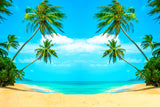 Summer Beach Sea Coconut Tree  Photo Booth backdrop uk  GA-77
