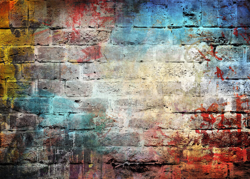 Graffiti Brick Wall Retro Photography Backdrop UK GB-35