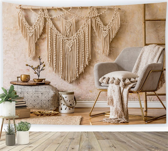 Bohemian Backdrop Natural Macrame Beige Textures Backdrop UK GQ2-10