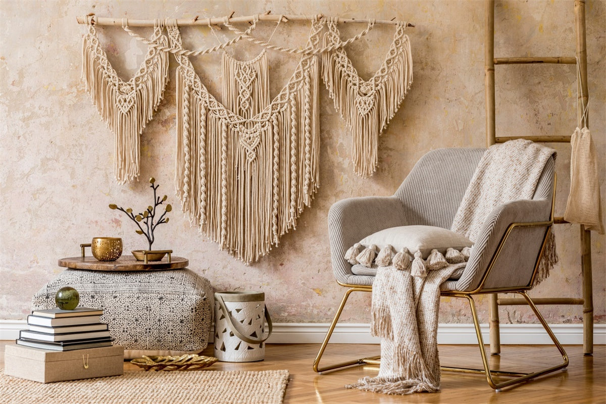 Bohemian Backdrop Natural Macrame Beige Textures Backdrop UK GQ2-10