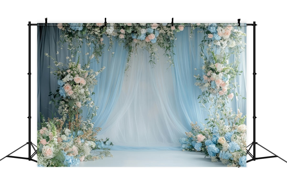 Mother's Day Backdrops Dreamy Blue Floral Drapery Backdrop UK GQ2-104